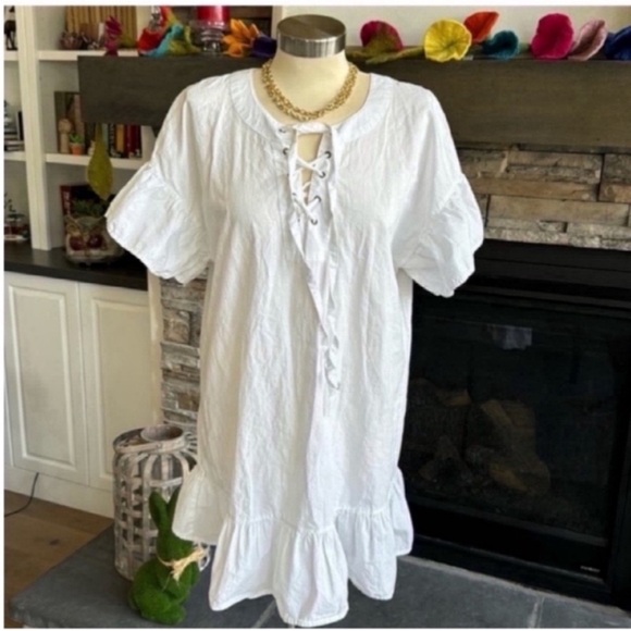 Lucky Brand White Tiered Resort Mini Dress - Picture 2 of 11